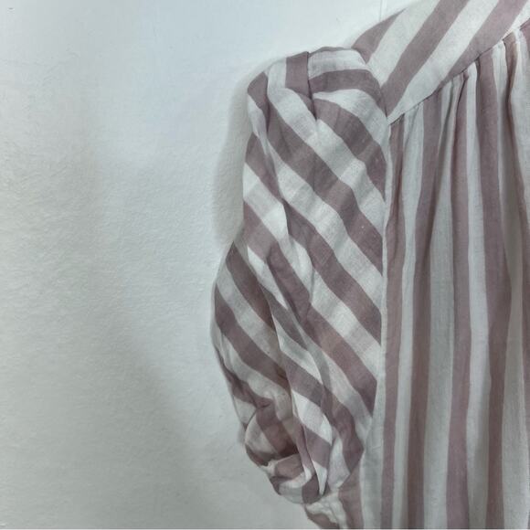 Oliphant Roll Sleeve Dress Stone Gray Stripe Print Size Large - Picture 7 of 16